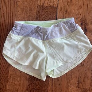 Women's Light lime green shorts with gray waistband